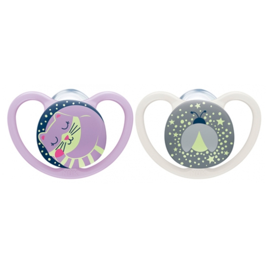 Sucettes Silicone Space Night 0-6 Mois Fille - Lot de 2