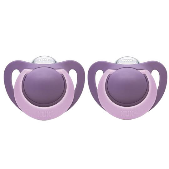 Sucettes Silicone Taille 2 Genius Fille Motifs Aléatoires - Lot de 2 sucettes