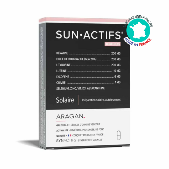 SunActifs Solaire Aragan 30 gélules – Préparation solaire, bronzage et protection cellulaire