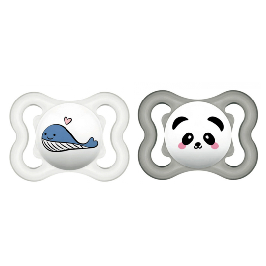 SUPREME - Sucettes 2-6 mois Silicone Motifs Aléatoires - Lot de 2 sucettes