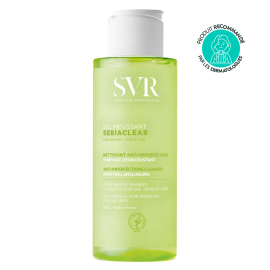 SVR Sebiaclear Gel moussant 100 ml – nettoyant visage peaux grasses à imperfections