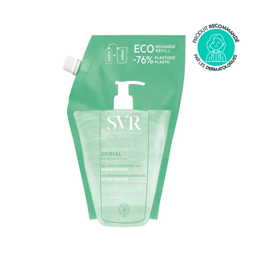 SVR Spirial Déo Douche recharge gel lavant déodorant 24h 400 ml – Hygiène anti-odeurs & fraîcheur longue durée
