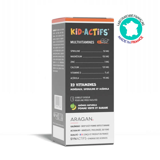 KidActifs Multivitamines Aragan sirop 125 ml – Immunité, croissance et vitalité dès 3 ans