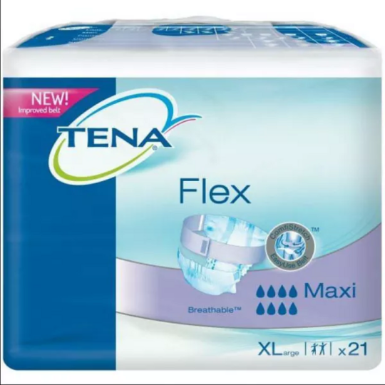 Tena Flex Maxi xl change complet avec ceinture incontinence forte — boîte de 21