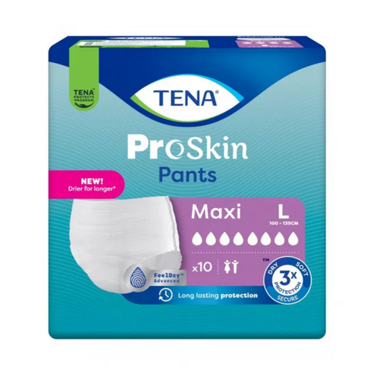 Tena ProSkin Maxi Pants culotte absorbante fuites fortes taille L 100-135 cm — paquet de 10 jour et nuit