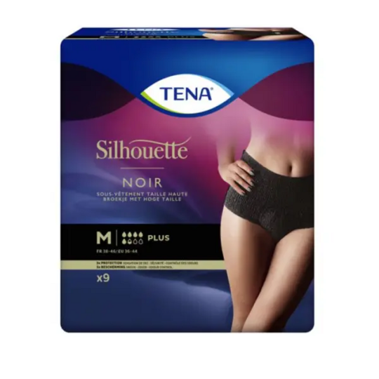 Tena Silhouette sous-vêtement absorbant noir taille haute m 36-46 — paquet de 9