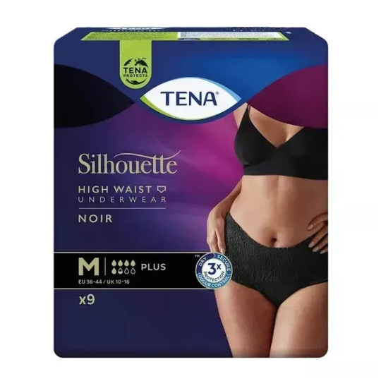Tena Silhouette Plus sous-vêtement absorbant noir taille basse m  — paquet de 9
