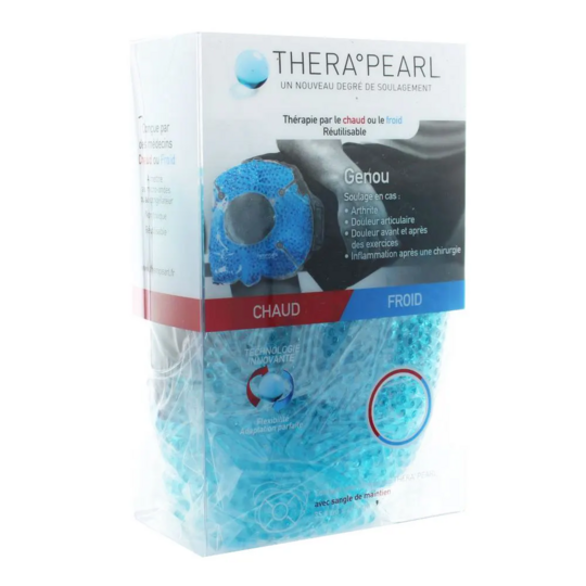 TheraPearl Compresse Chaud/Froid pour Genou 35,6 × 26,1 cm avec sangle de maintien