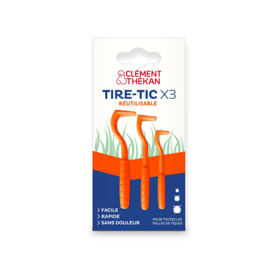 Tire-tic Clément Thékan – Dispositif de retrait des tiques chien et chat – Boîte de 3 tire-tiques