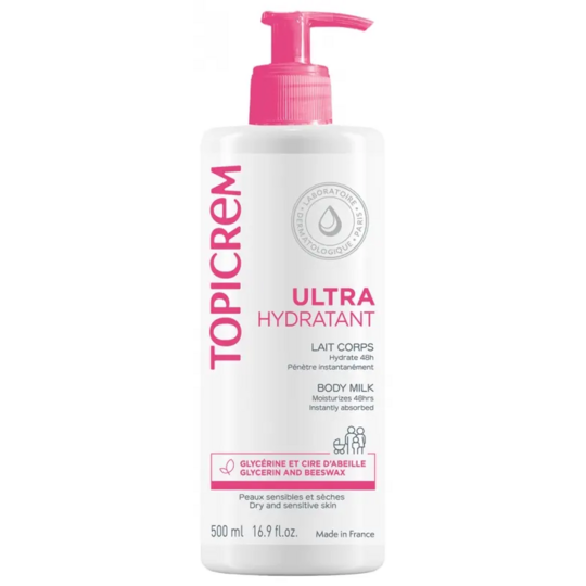 Topicrem Ultra-Hydratant lait corps 500 ml — peaux sensibles et sèches