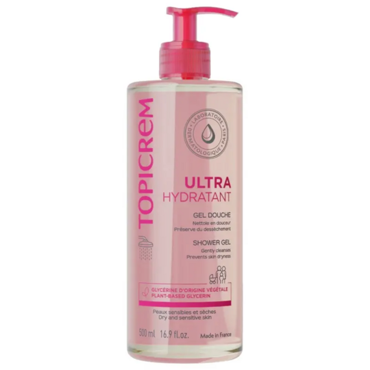 Topicrem Ultra-Hydratant gel douche  500 ml — nettoyant douceur corps et cheveux peaux sensibles sèches