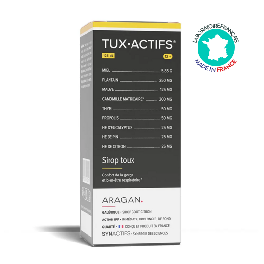 TuxActifs Aragan sirop toux 125 ml – Toux sèche et grasse dès 12 ans