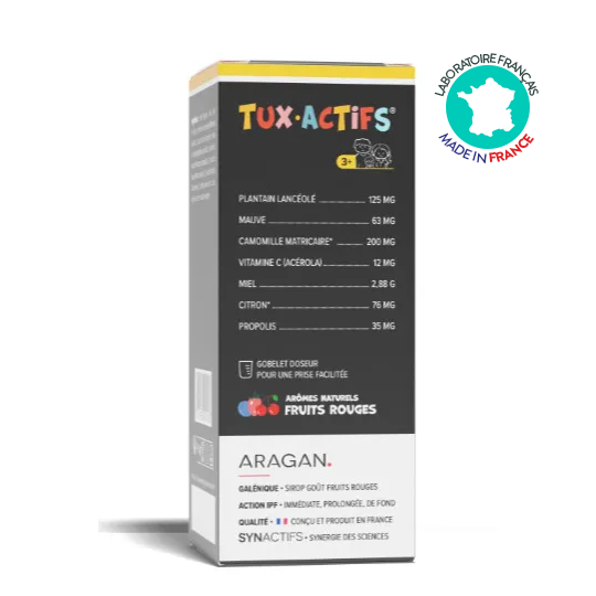 TuxActifs Bio Sirop Enfants Aragan 125 ml – Toux, gorge irritée et confort respiratoire dès 3 ans