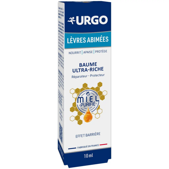 Urgo Lèvres Abîmées Baume Ultra-Riche Miel 10 ml réparateur lèvres très sèches