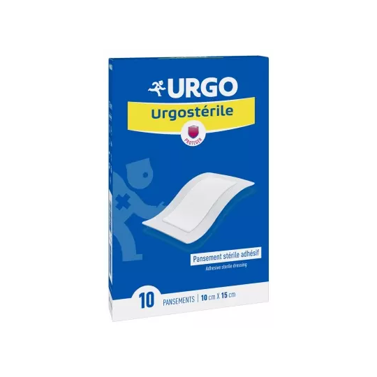 Urgo pansement adhésif stérile 10 pansements 10 cm x 15 cm – protection plaies