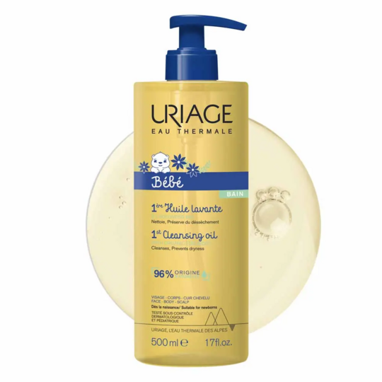 Uriage Bébé 1ère huile lavante, Nettoie, préserve du dessèchement 500 ml