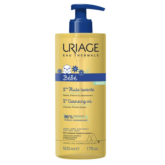 Uriage Bébé 1ère huile lavante, Nettoie, préserve du dessèchement 500 ml