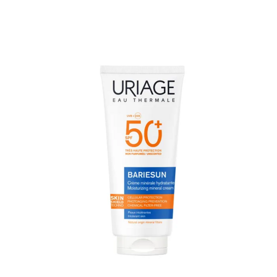 Uriage Bariésun Crème solaire minérale hydratante SPF50+ 100 ml – protection solaire minérale peaux intolérantes