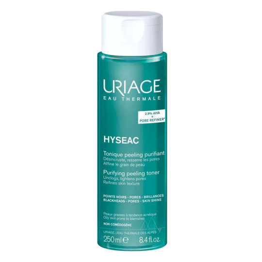Uriage Hyséac Tonique peeling purifiant 250 ml – lotion aux AHA pour peaux mixtes à grasses
