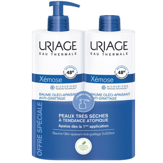 Uriage Xémose Baume oléo-apaisant duo 2 x 500 ml – peaux très sèches à tendance atopique