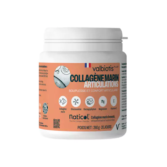 Valbiotis Plus Collagène Marin Articulations Naticol poudre mobilité articulaire 260g