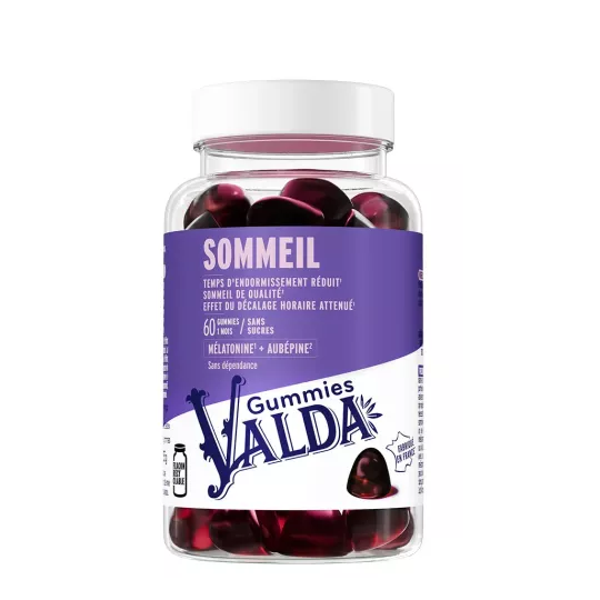Valda Sommeil goût fruits des bois 60 gummies – endormissement rapide et sommeil réparateur sans sucre – cure de 1 mois