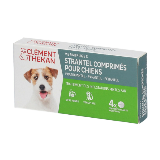 Strantel Vermifuge Chien – Vermifuge chien – Comprimés – Boîte de 4 comprimés