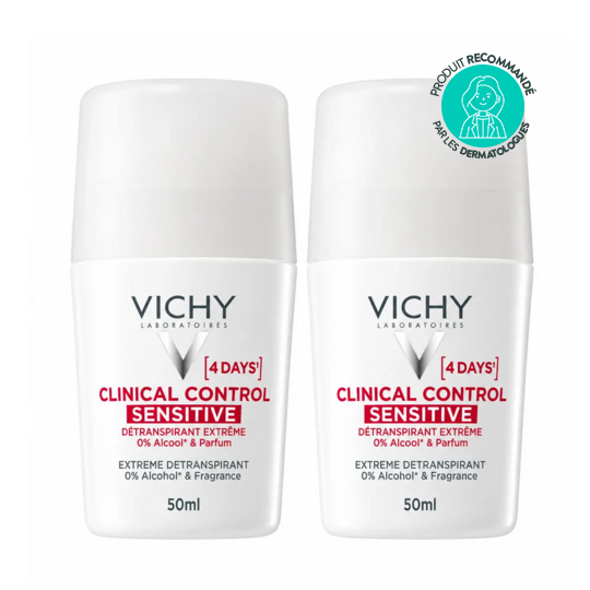 Vichy Clinical Control détranspirant extrême bille sensitive 2x50 ml – déodorant peaux sensibles