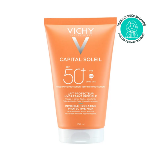 Vichy Capital Soleil Lait Hydratant Invisible SPF50+ 150 ml – Protection solaire corps haute tolérance