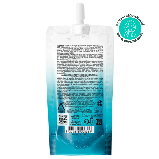 Vichy Minéral 89 Recharge Sérum Booster Quotidien Fortifiant et Repulpant à l'Acide Hyaluronique 50 ml – Hydratation, barrière cutanée et peau repulpée