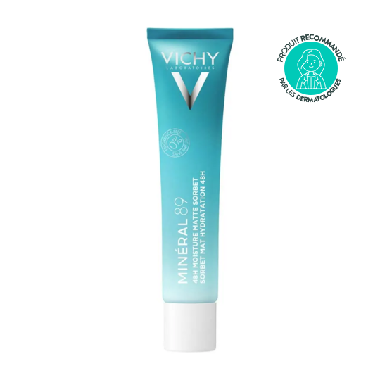 Vichy Minéral 89 Sorbet Crème Mat Hydratation 48H 40 ml – Hydratant matifiant pour peaux mixtes à grasses