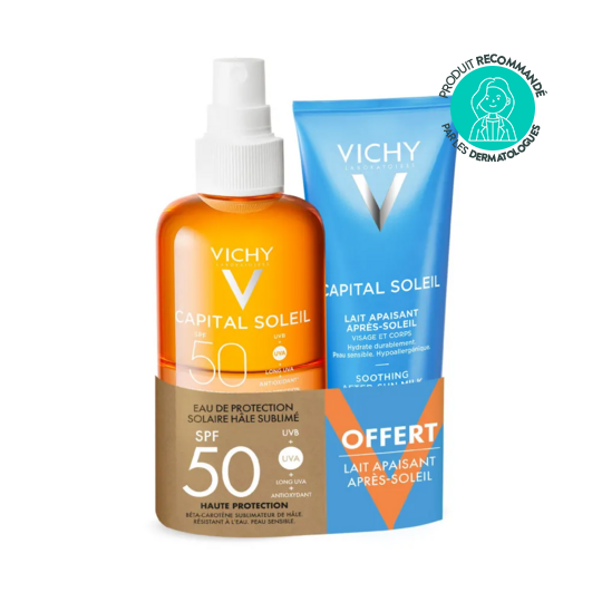 Vichy Capital Soleil Eau De Protection Solaire Hale Sublime SPF 50 200 ml + Apres-soleil 100 ml