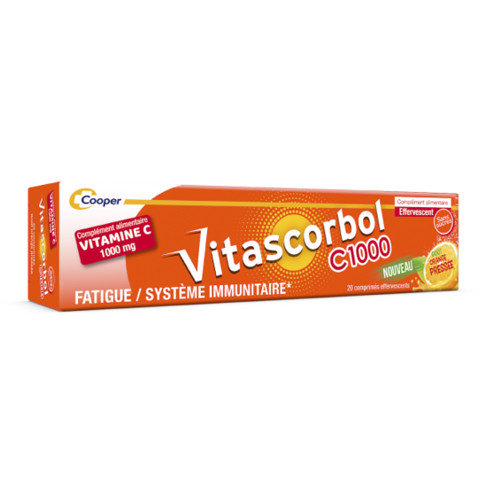 Vitascorbol C1000 20 comprimés effervescents Goût Orange pressée