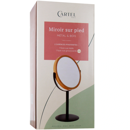 Vitry Miroir sur pied fini métal & bois – miroir grossissant beauté