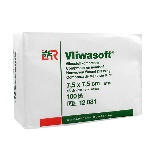 Vliwasoft - Compresse Non tissée Non Stérile 7.5 x 7.5 cm - Boîte de 100