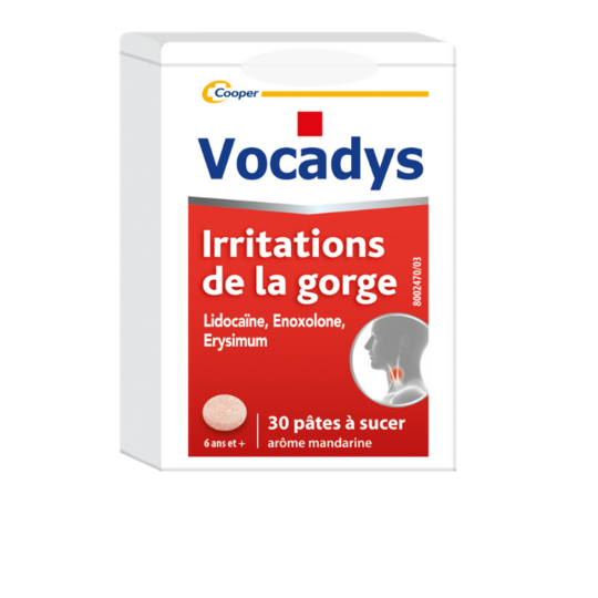Vocadys Irritations de la Gorge Cooper 30 pâtes à sucer – Médicament pour maux de gorge et enrouement