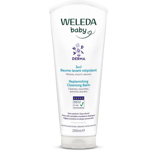 Weleda Baume lavant relipidant derma 3en1 200ml – soin nettoyant ultra-doux visage corps cheveux