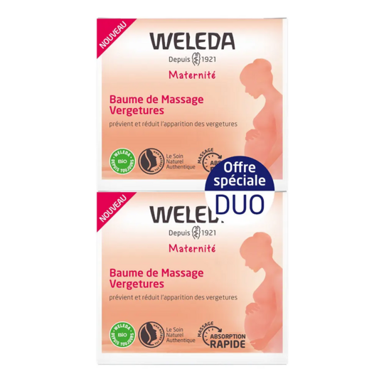 Weleda Baume de Massage vergetures 2 x 150 ml – soin peau élastique vergetures