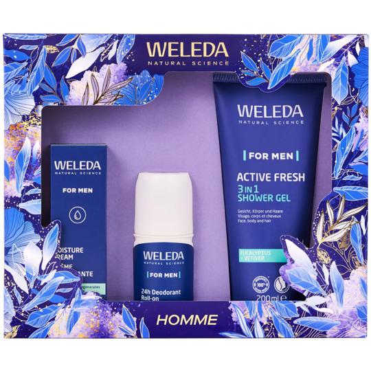 Weleda Coffret de Noël Homme 2026 – Crème hydratante, déodorant 24h et gel douche 3 en 1