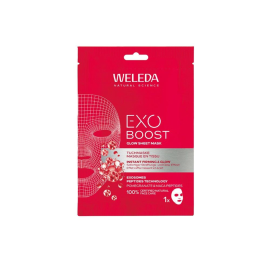 Weleda Exo Boost Glow masque tissu grenade et peptides de maca 20 ml
