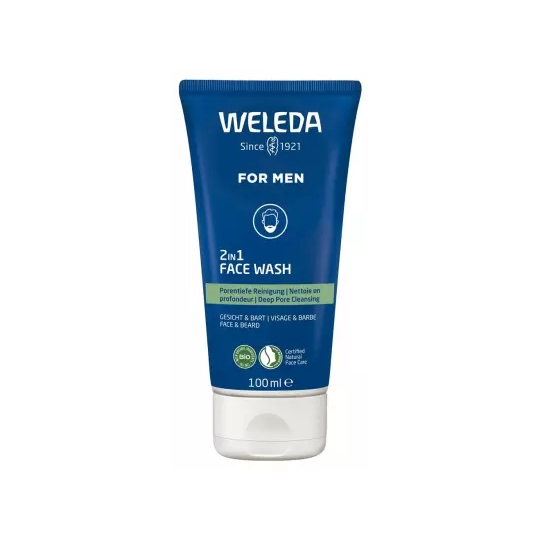 Weleda Gel nettoyant visage & barbe 2 en 1 100 ml – gel nettoyant visage homme