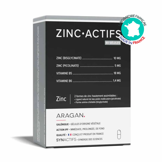 ZincActifs Aragan 60 gélules – Immunité, peau et protection cellulaire