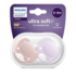 Philips Avent sucettes Ultra Douce multicolore 0-6 mois lot de 2 – sucette orthodontique peau sensible bébé