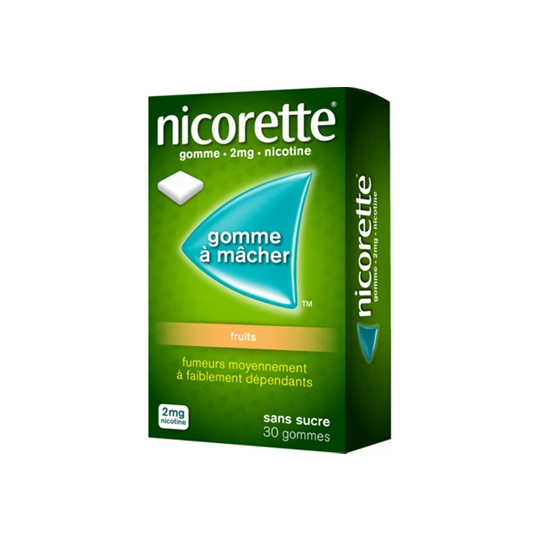 Nicorette 2 mg Fruits 30 gommes  Mdicament pour le sevrage tabagique |  Pharmacie & parapharmacie en ligne