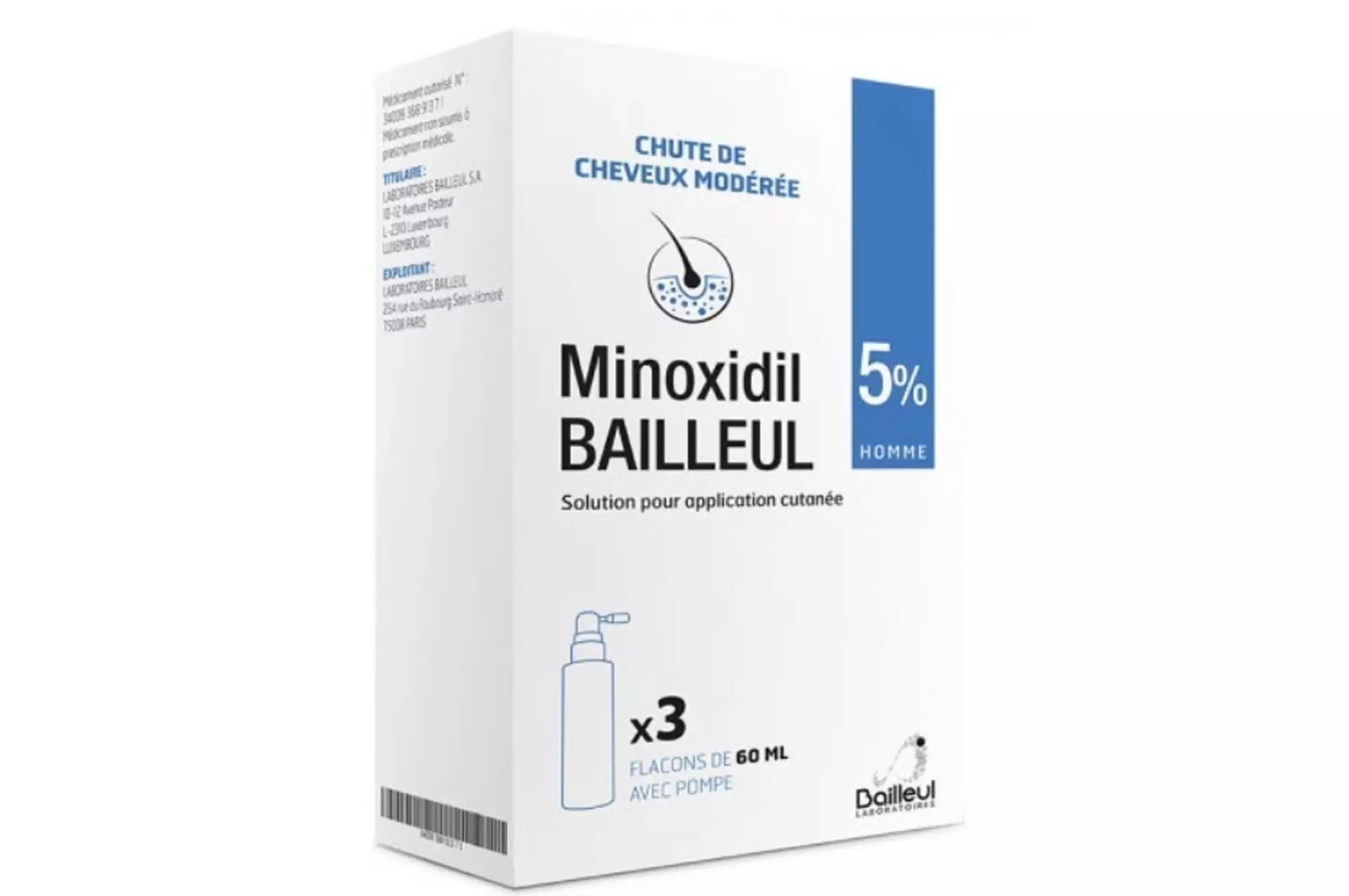 Bailleul Minoxidil  5% chute de cheveux chez l'homme