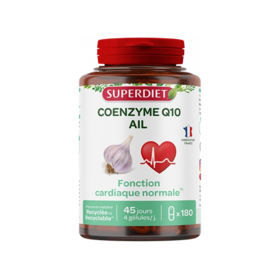 Superdiet Fonction cardiaque normale Coenzyme Q10 +  Ail 180 gélules