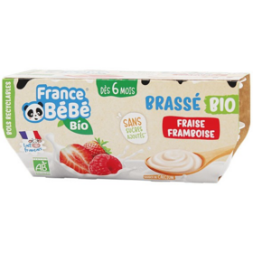 FRANCE BEBE - Brassé Bio Saveur Fraise Framboise - 4 X 100 g