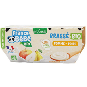 FRANCE BEBE - Brassé Bio Saveur Pomme-Poire - 4 x 100 g