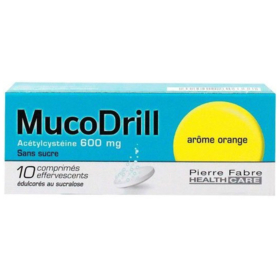 MUCODRILL - Acetylcysteine 600 mg Goût Orange - 10 comprimés effervescents