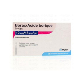 Borax Acide Borique 12 mg/18 mg/ml Voie Ophtalmique - 20 Récipients Unidoses